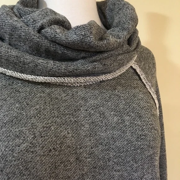 💥 CLEARANCE Gathered Funnel Cowl Neck Sweater Marled Grey - Picture 3 of 4
